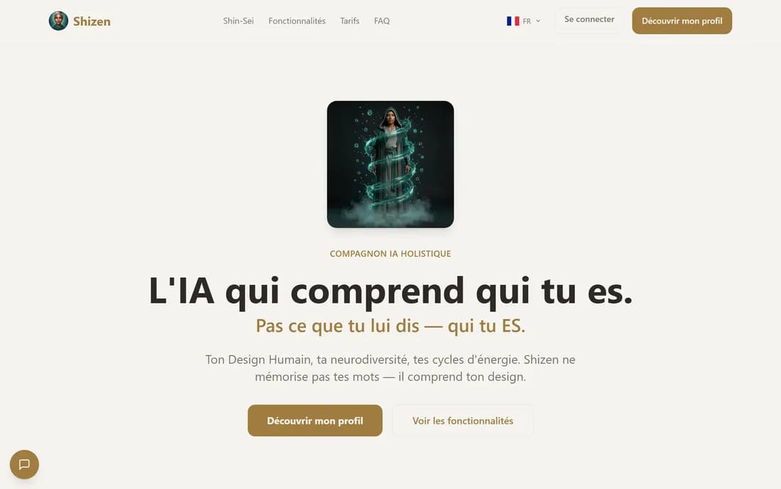 Page d'accueil de Shizen